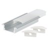 Kit perfil aluminio traslúcido empotrable 2M para tiras LED hasta 12mm Gris