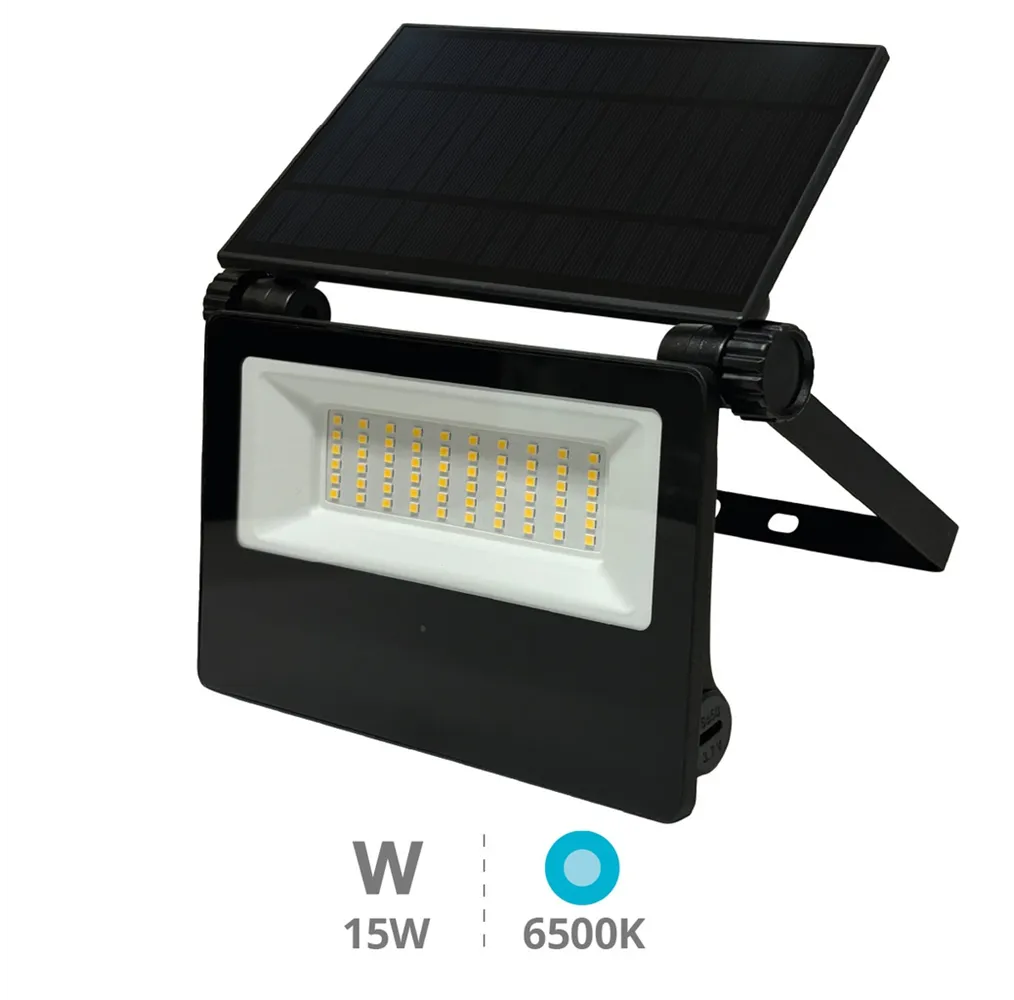 Proyector solar LED Kumira con sensor 15W 6500K IP65 Negro