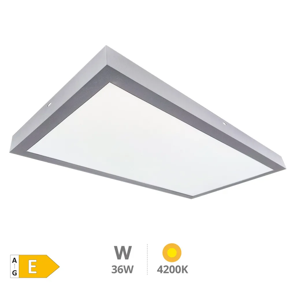 Panel superficie LED rectangular Kisongo 90x30cm 36W 4200K Níquel