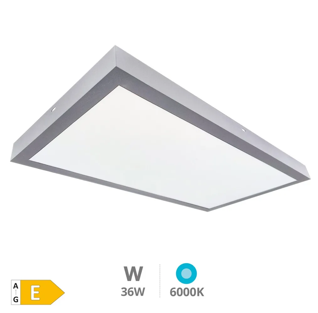 Panel superficie LED rectangular Kisongo 90x30cm 36W 6000K Níquel