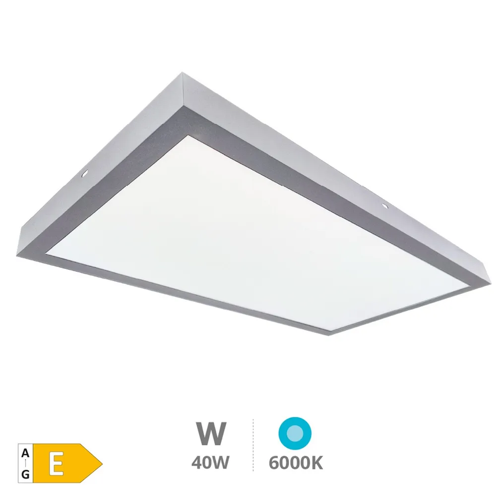 Panel superficie LED rectangular Kisongo 120x30cm 40W 6000K Níquel