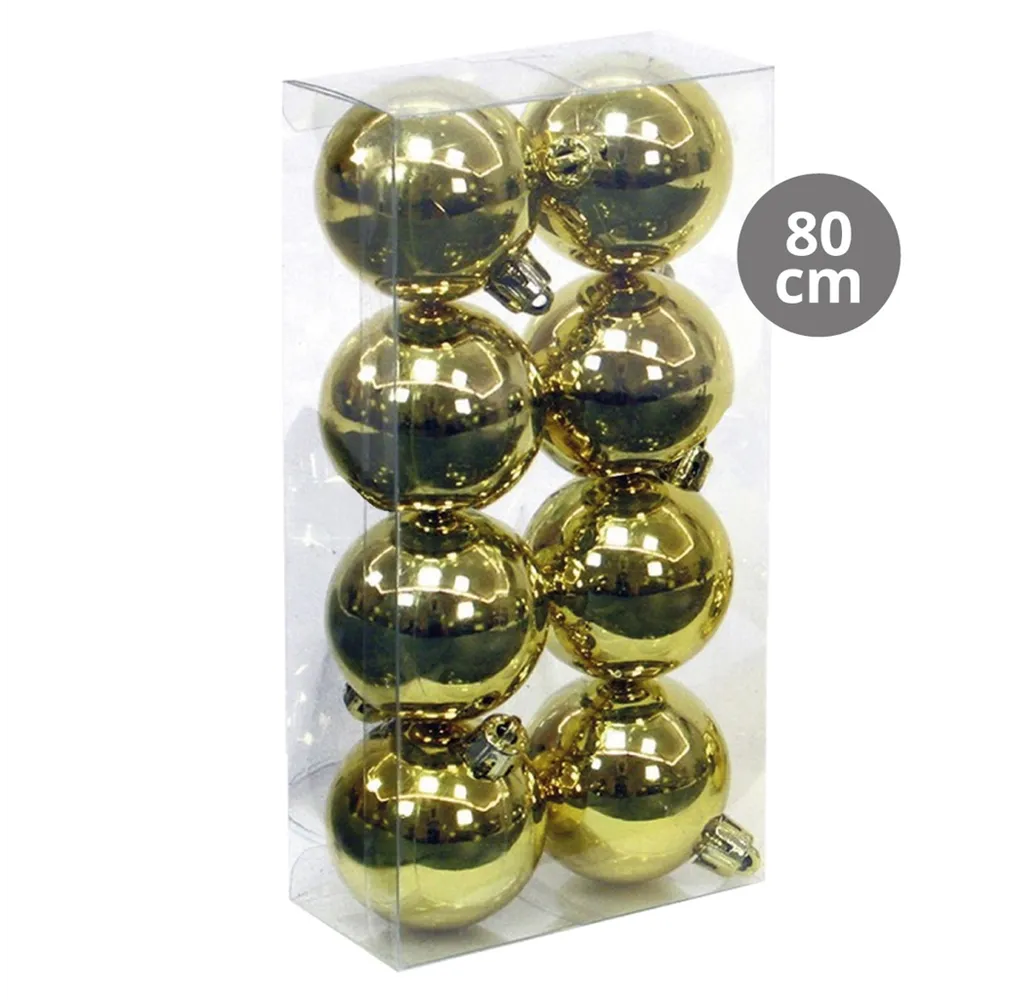 Pack 8 bolas de navidad 8cm Dorado