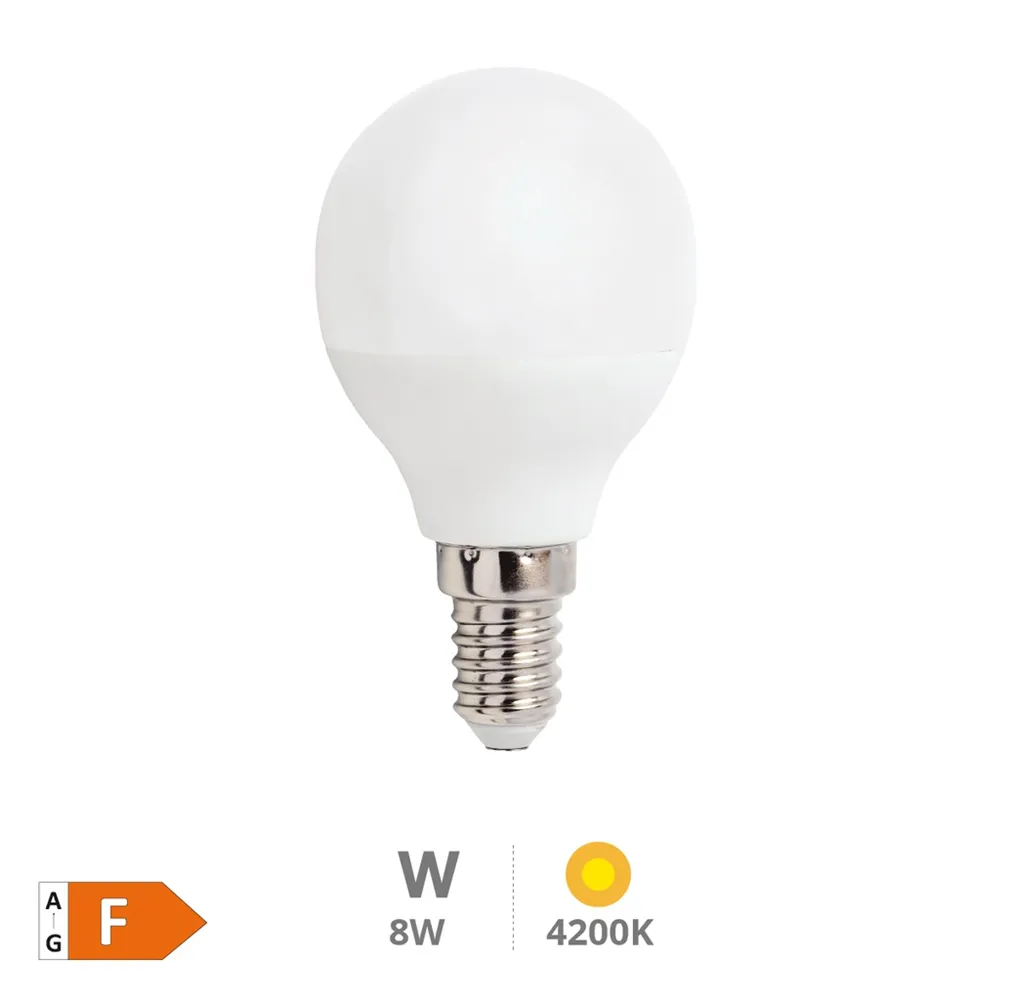 Bombilla LED esférica 8W E14 4200K - Libertina
