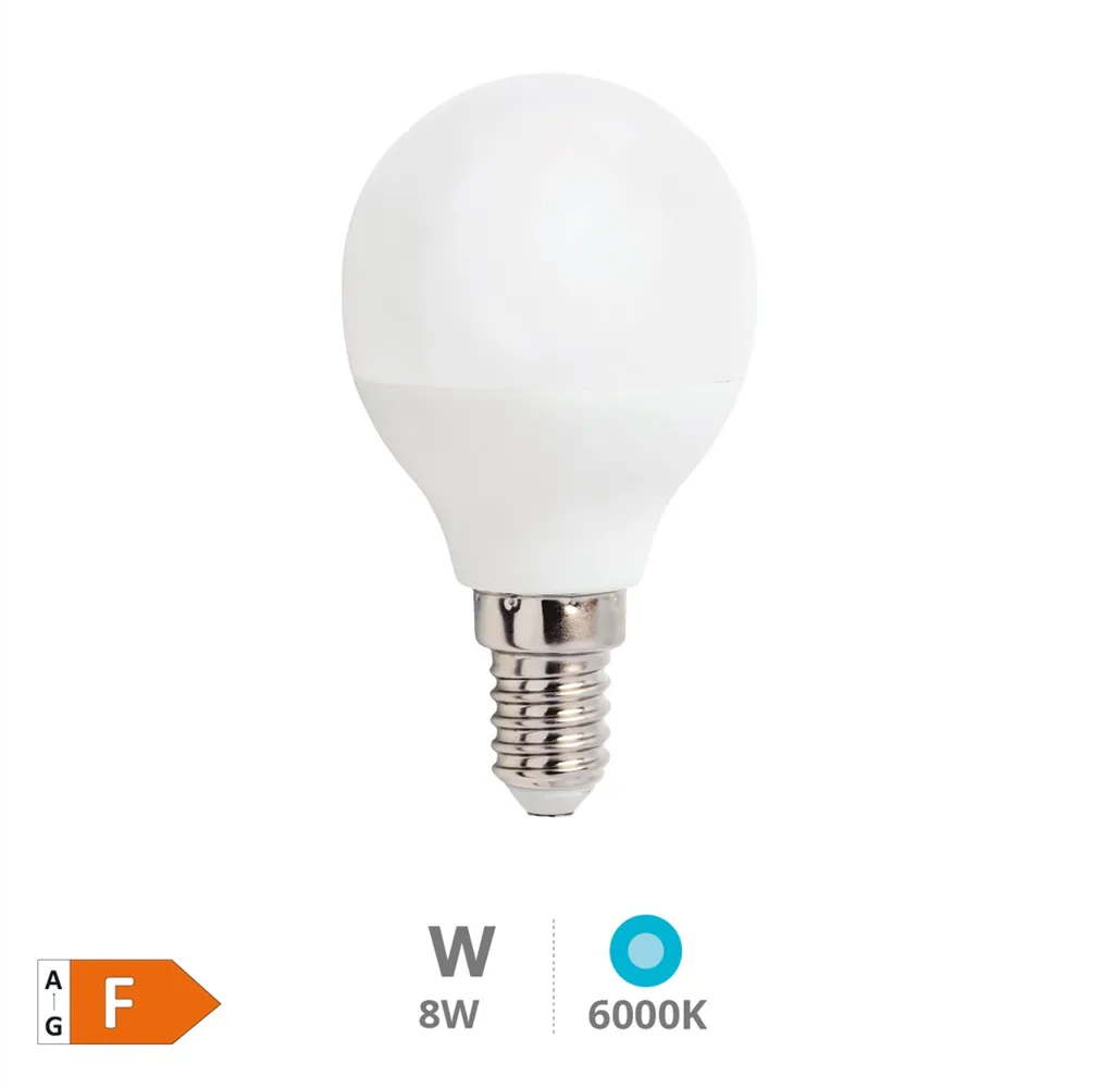Bombilla LED esférica 8W E14 6000K - Libertina
