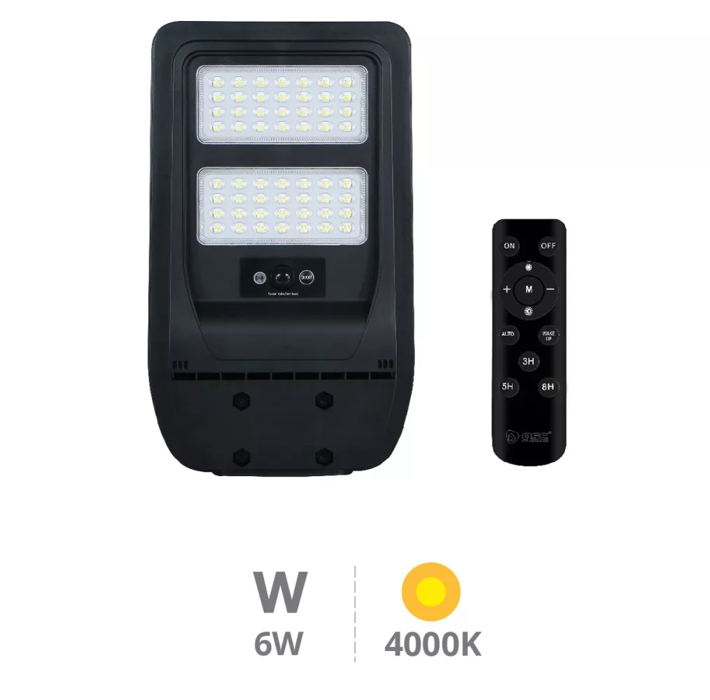Farola Solar LED 7W 4000K con Sensor de Movimiento y Crepuscular IP65
