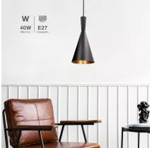 Lámpara de techo colgante Serie Ekiti E27 Ø180mm Negro
