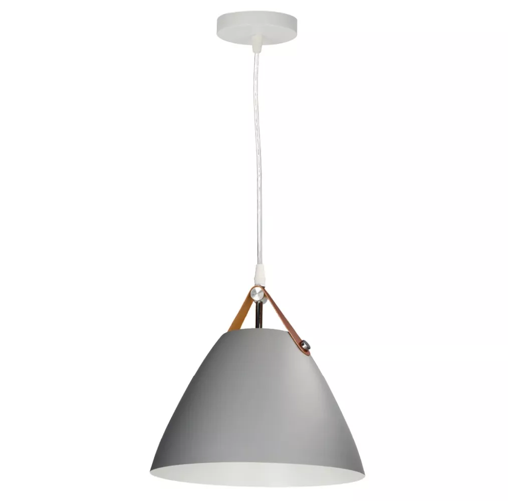 Lámpara colgante Serie Dianza E27 Ø270mm Gris con detalles en cuero