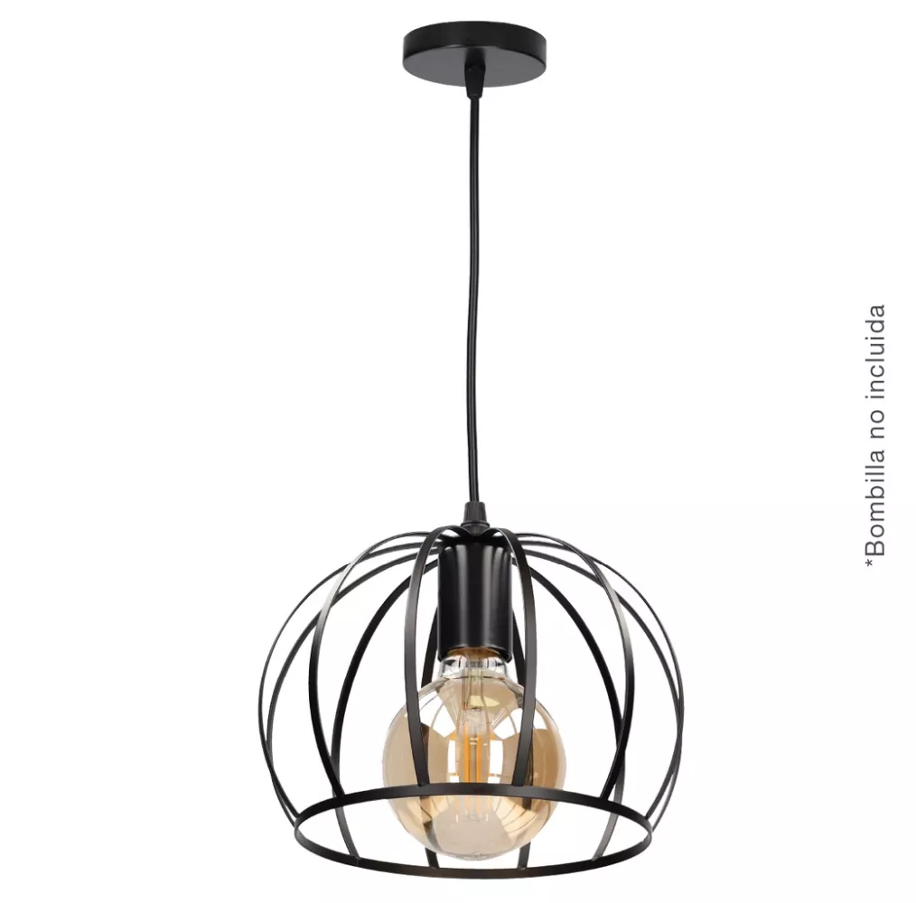 Lámpara de techo colgante Serie Carnot E27 Ø200mm Negro