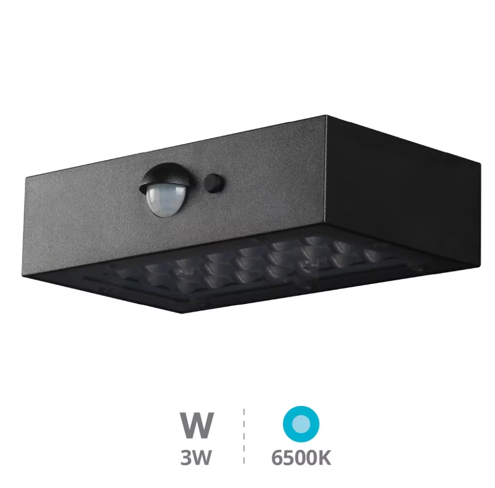 Aplique solar LED Piana 3W 6500K con sensor de movimiento y crepuscular