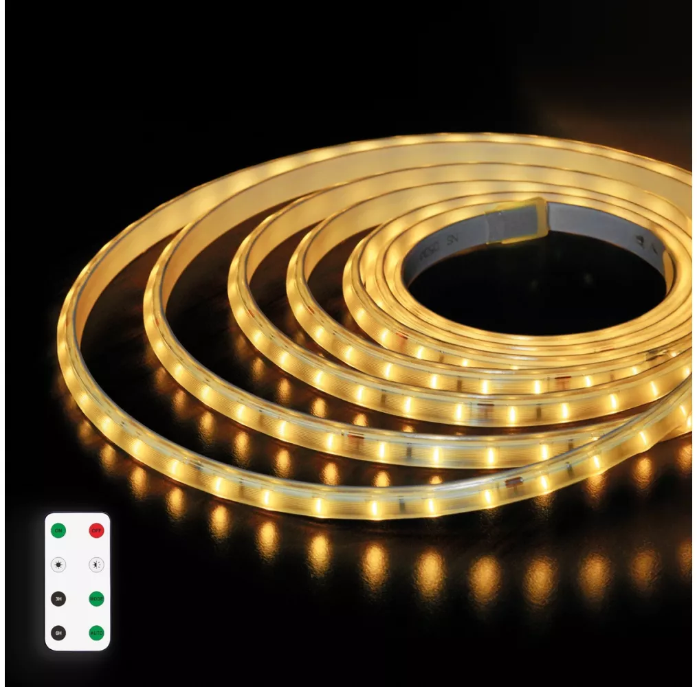 Kit de 5 metros de tira LED solar 0,2W/m 2700K para exteriores