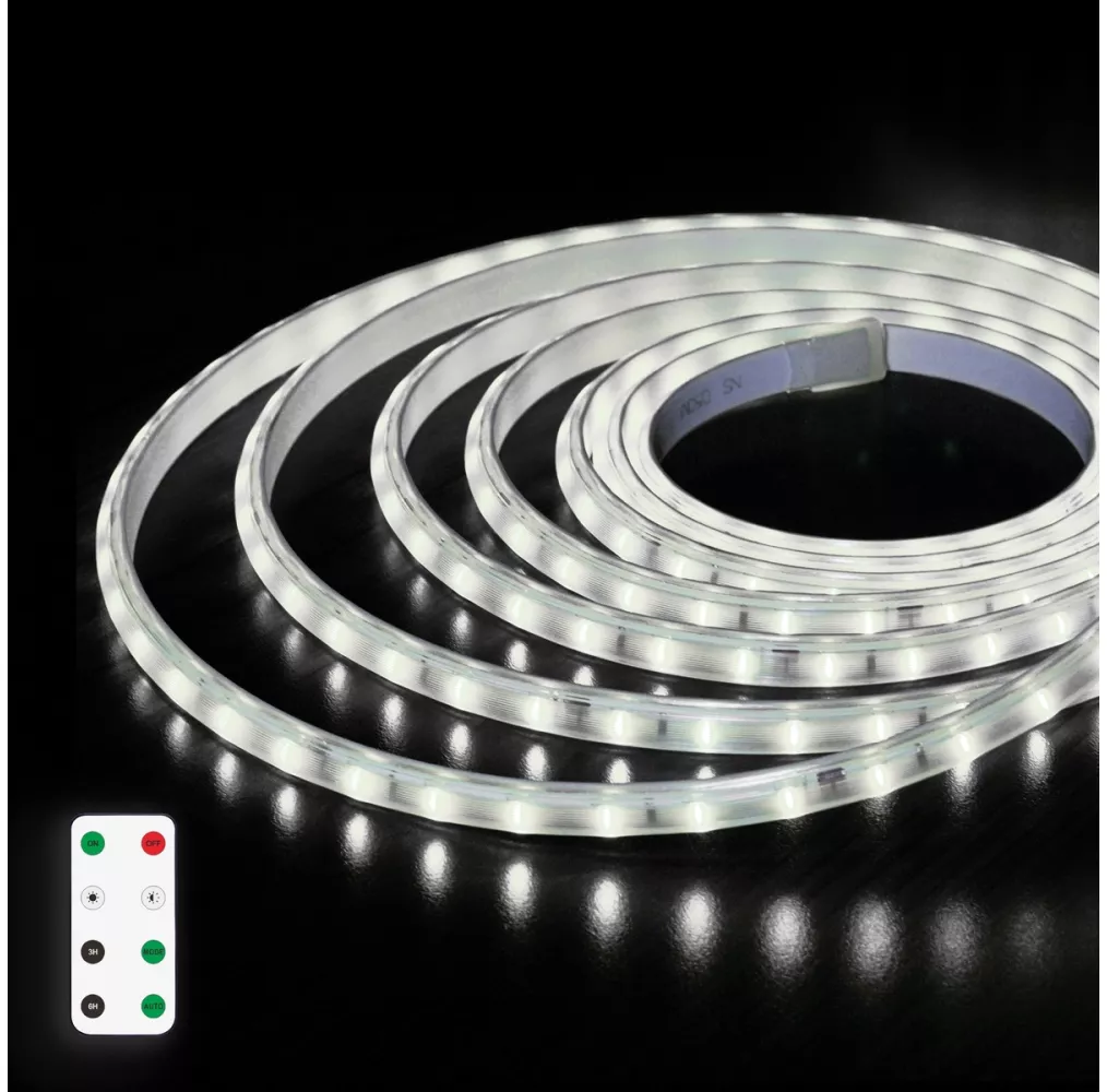 Kit de 5M de Tira LED Solar 0,2W/m 6500K para Iluminación Exterior