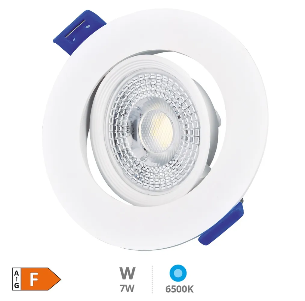 Aro basculante redondo empotrable LED Cumbo 7W 6500K Blanco 