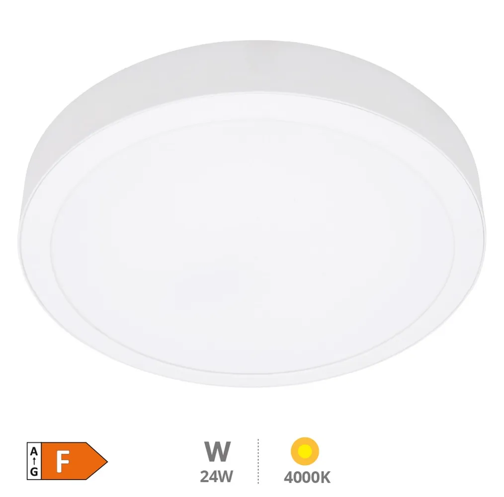 Downlight superficie LED redondo Bogur 24W 4000K Blanco