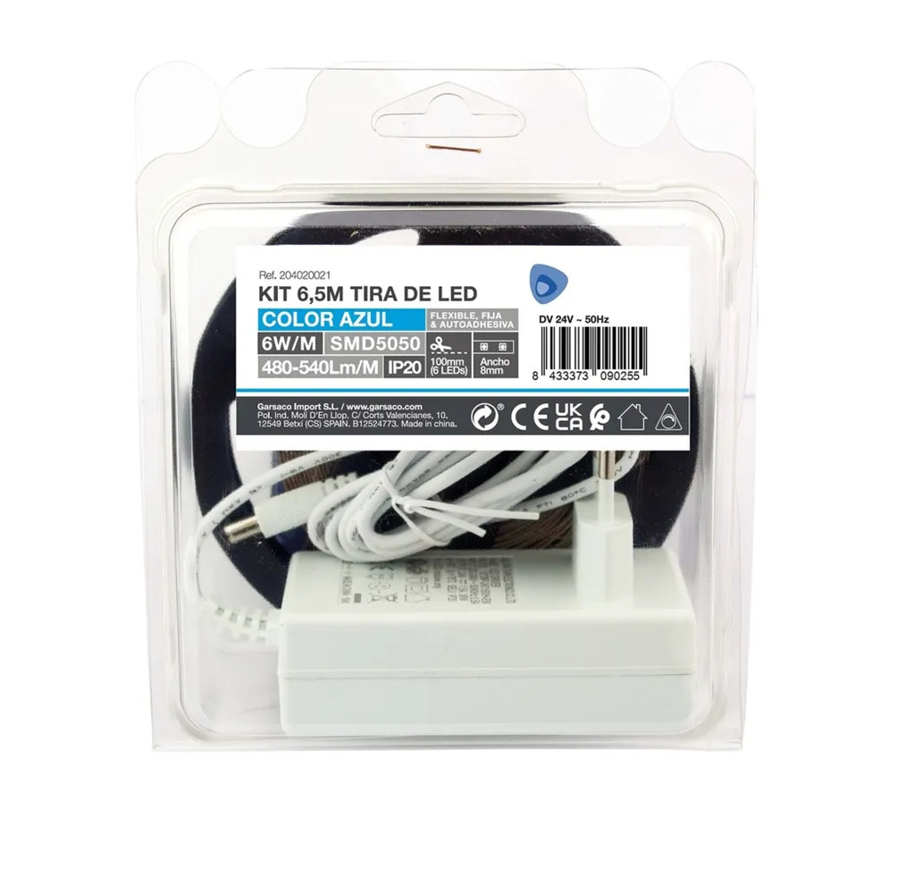 Kit 6,5M Tira de LED 6W/M IP20 Azul preparado