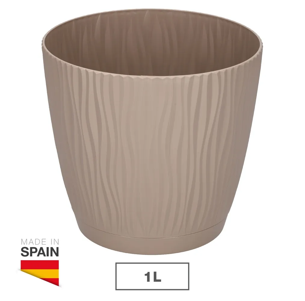 Maceta Oasis con plato integrado Ø130mm Beige