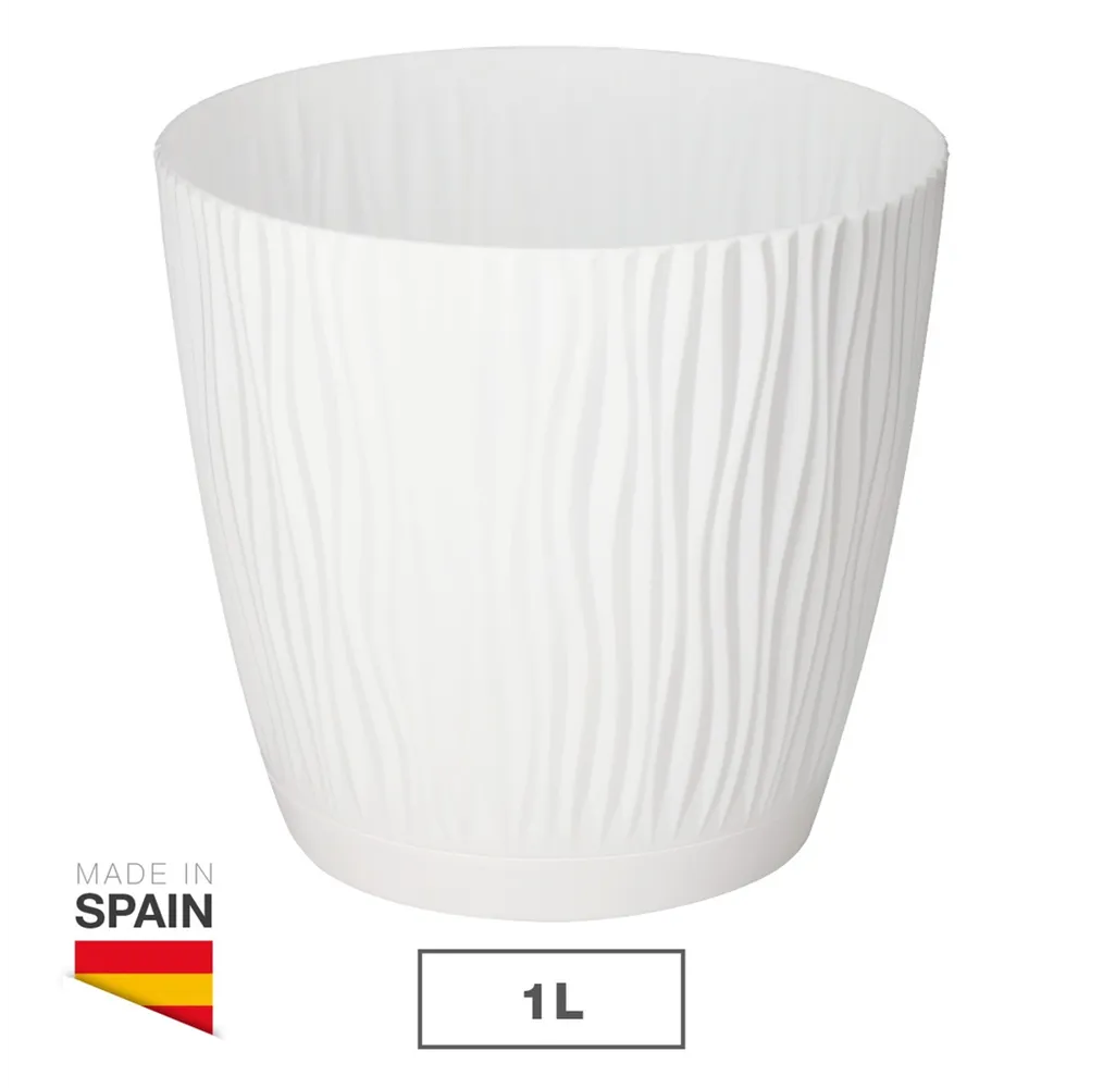 Maceta Oasis con plato integrado Ø130mm Blanco