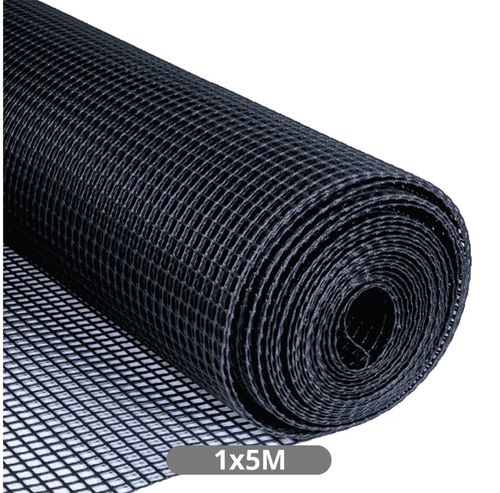 Malla plástico 10x10mm 1x5M Negro