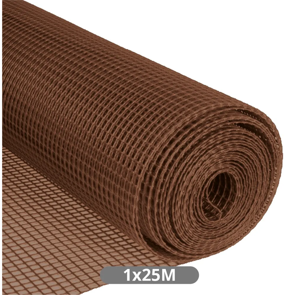 Malla plástico 10x10mm 1x25M Marrón
