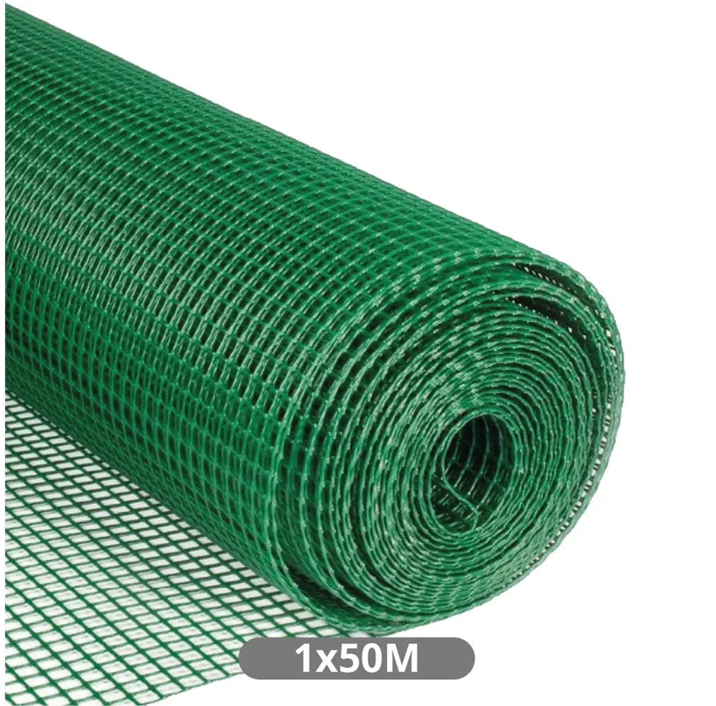 Malla plástico 20x20mm 1x50M Verde