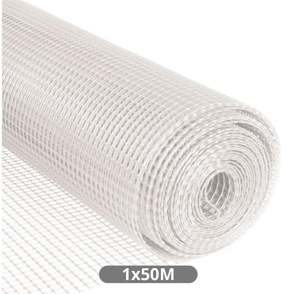 Malla plástico 10x10mm 1x50M Blanco