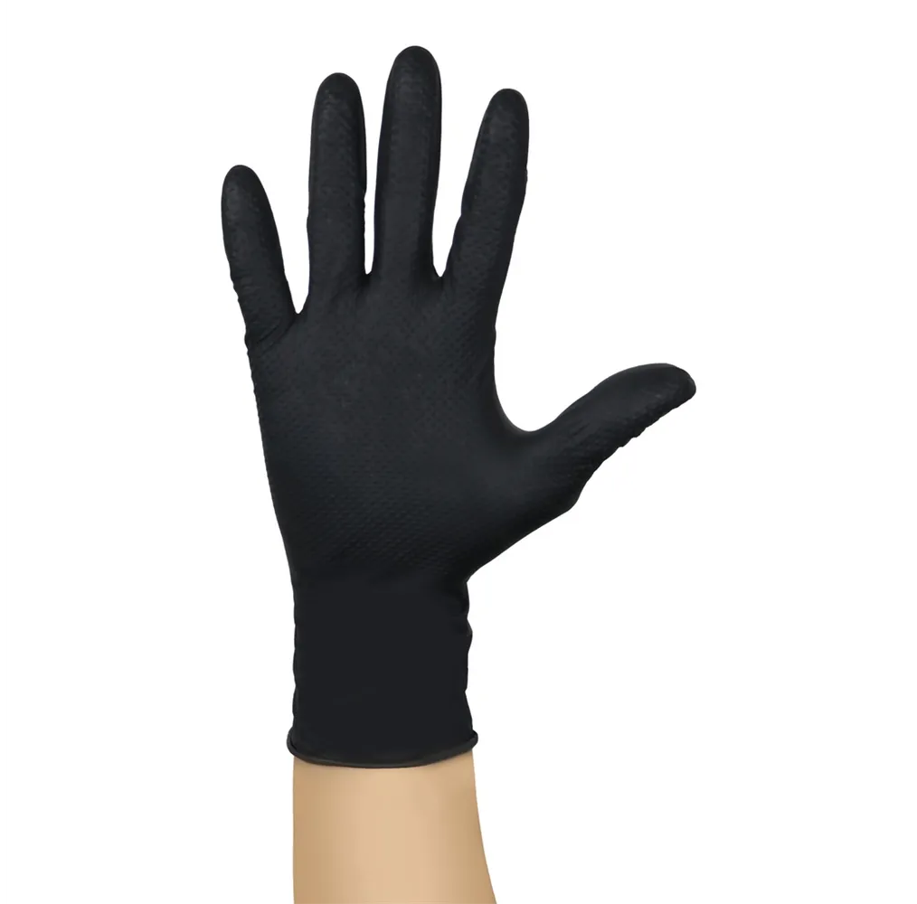 Caja 50 guantes desechables de nitrilo diamantado/grip Negro - Talla L
