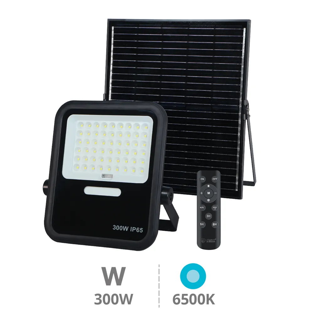 Proyector solar LED Miloha 300W 6500K IP65 Negro