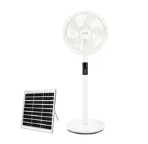 Kit ventilador de pie y panel solar Sanluri con mando Ø39cm 15W motor DC Blanco