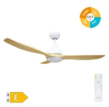 Ventilador techo Luma con luz CCT regulable y mando Ø117 3 aspas DC Blanco