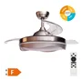 Ventilador techo Nicosia con luz CCT regulable y mando Ø107 3 aspas retráctiles DC Níquel