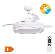 Ventilador techo Lentini con luz CCT regulable y mando Ø107 3 aspas retráctiles DC Blanco