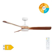 Ventilador techo Misstreta con luz CCT regulable y mando Ø132 3 aspas DC Blanco