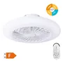 Ventilador techo Box Fan Talsano con luz CCT regulable y mando Ø50 8 aspas DC Blanco