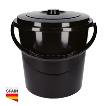 Cubo con asa y tapa 15L Negro