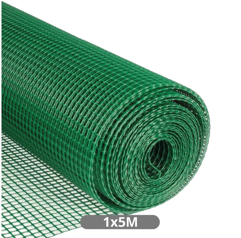 Malla plástico 10x10mm 1x5M Verde