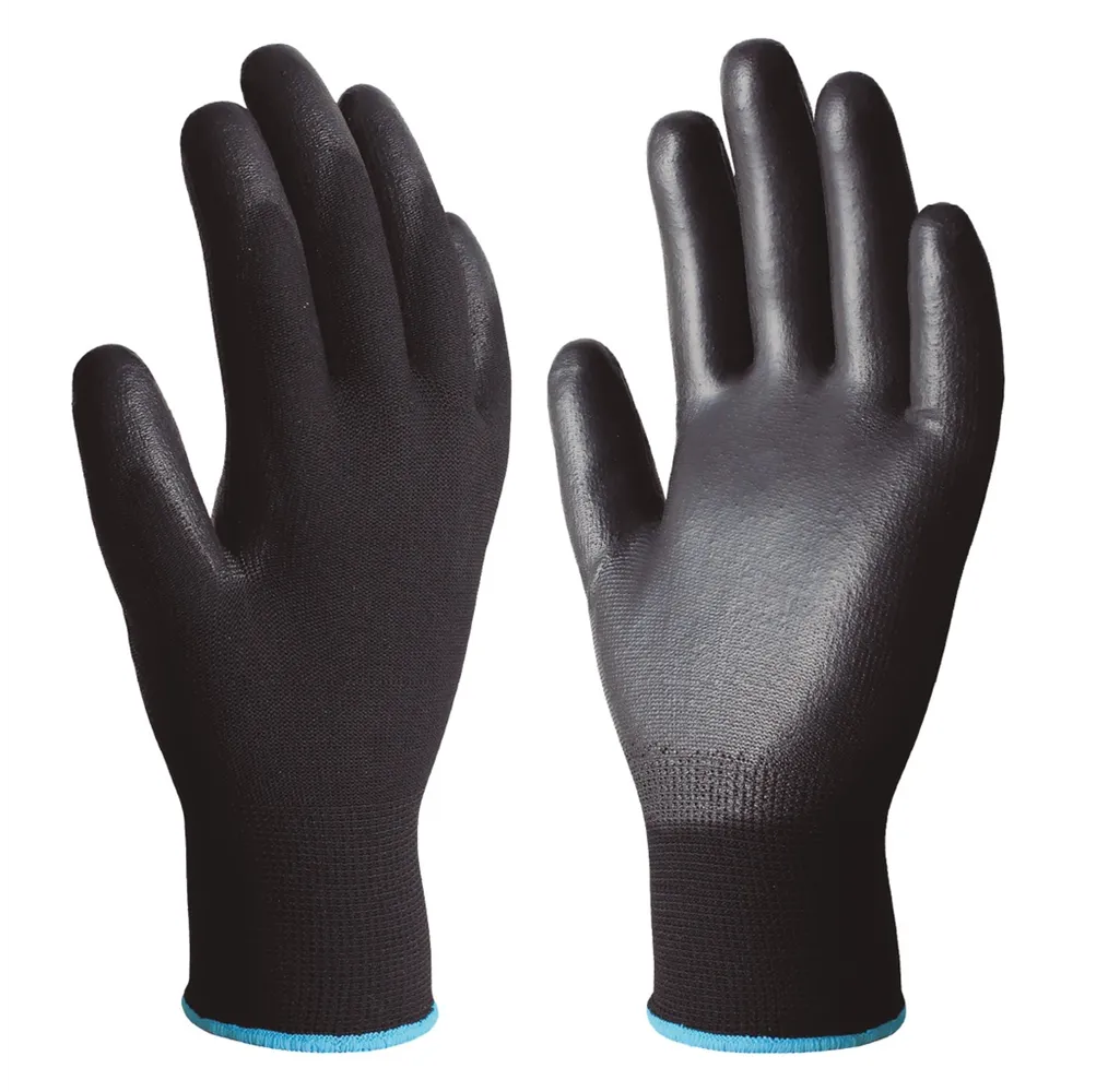 Guante poliéster y poliuretano Negro - Talla 8