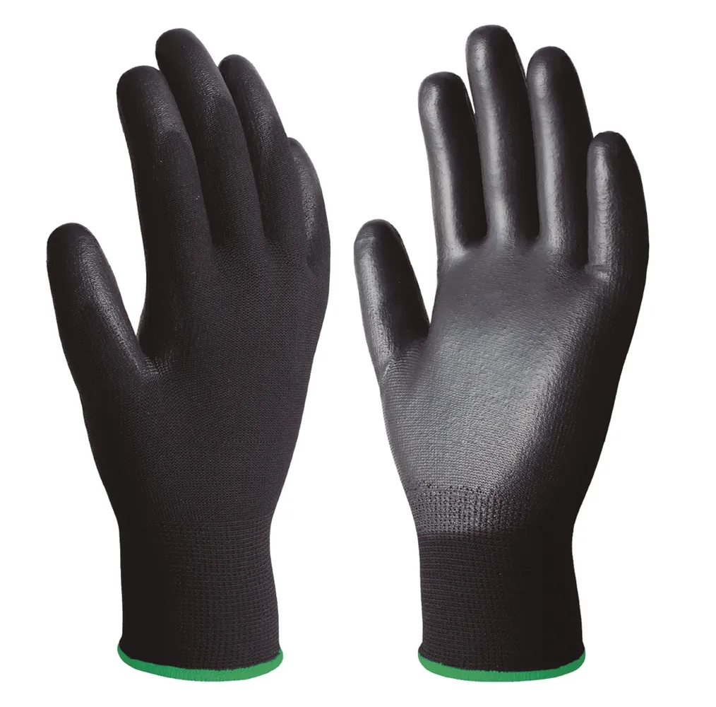 Guante poliéster y poliuretano Negro - Talla 9