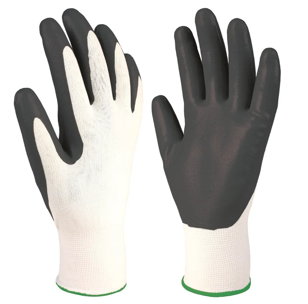Guante poliéster y nitrilo Blanco/Gris - Talla 9