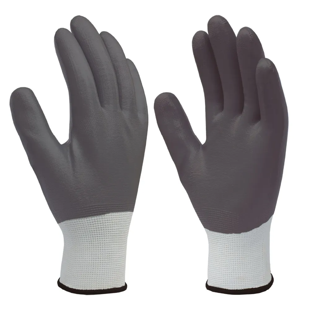 Guante poliéster y recubrimiento completo de nitrilo Blanco/Gris - Talla 10