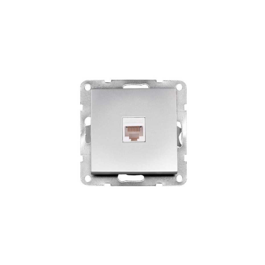 Base con conexión de datos 8p8c-Rj45 Cat. 6 empotrable Iota Plata
