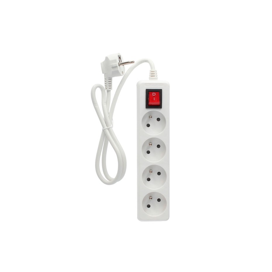 Multiprise 4P + Int (3x1.0mm) 1M Blanche