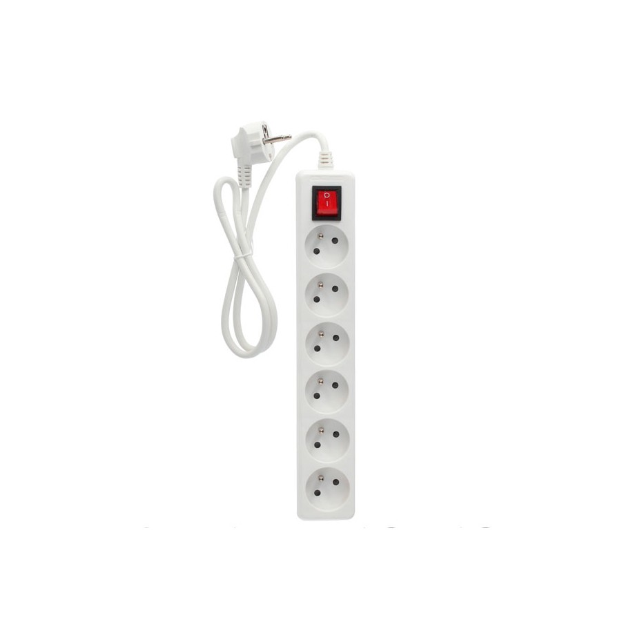 Multiprise 6P + Int (3x1.0mm) 1M Blanche