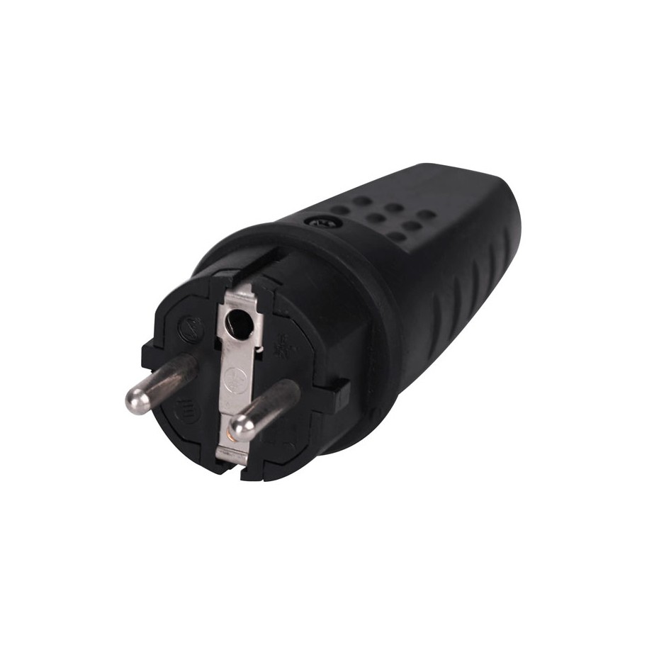 Clavija impermeable IP44 de goma 4.8mm Negro