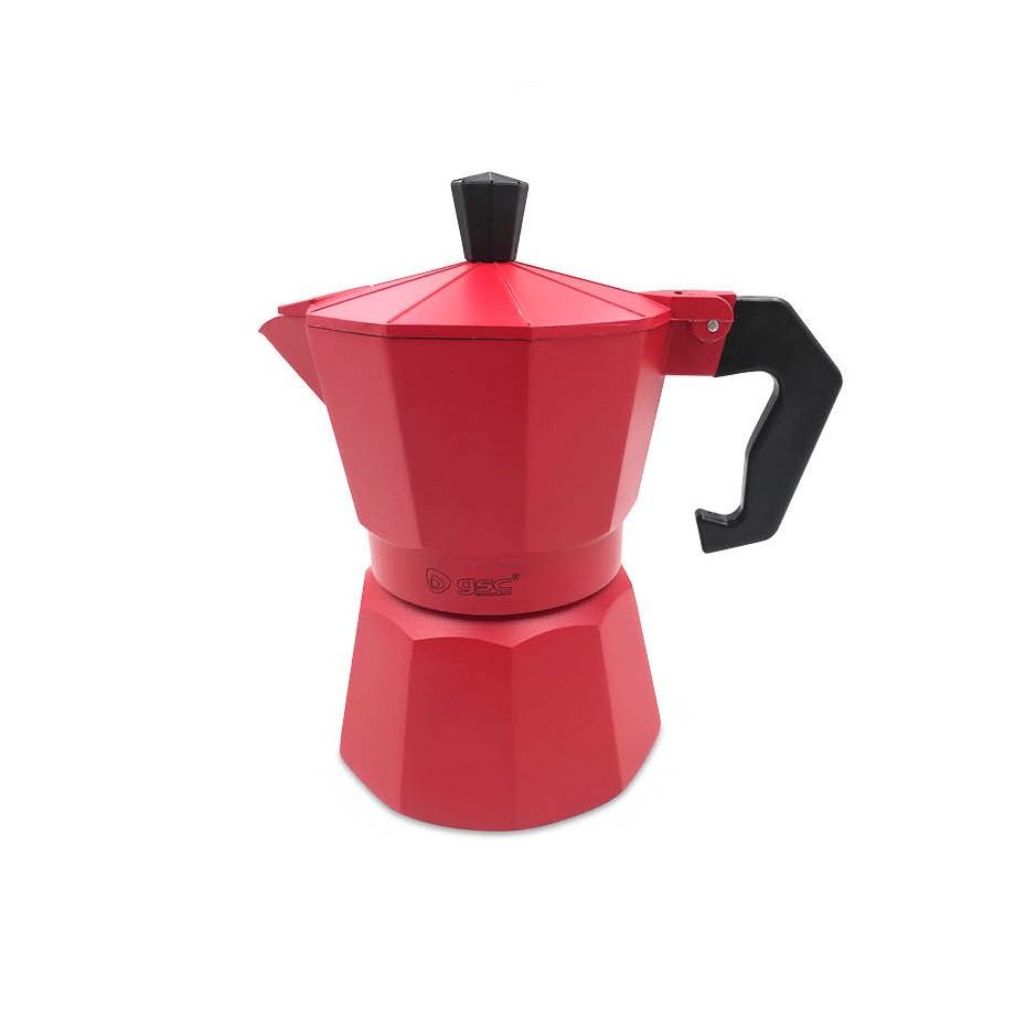 Cafetera Moka Kalossi de 3 tazas Roja