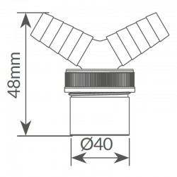 Conexión doble de PVC para desagüe de electrodomésticos de Ø40mm
