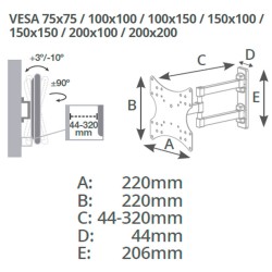 Soporte para televisión con doble brazo de 23 - 42 pulgadas