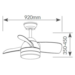 Ventilador de techo con luz led CCT pequeño y muy silencioso con mando a distancia