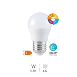 Lámpara LED esférica inteligente 5,5W E27 RGB + CTT regulable