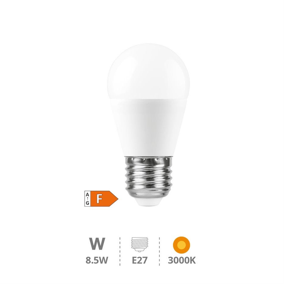 Lámpara LED esférica 8,5W E27 3000K