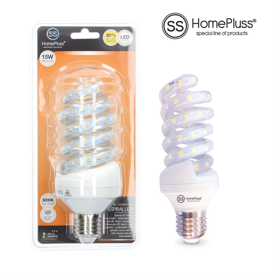 Lámpara espiral 15W E27 3000K - 6u caja exp