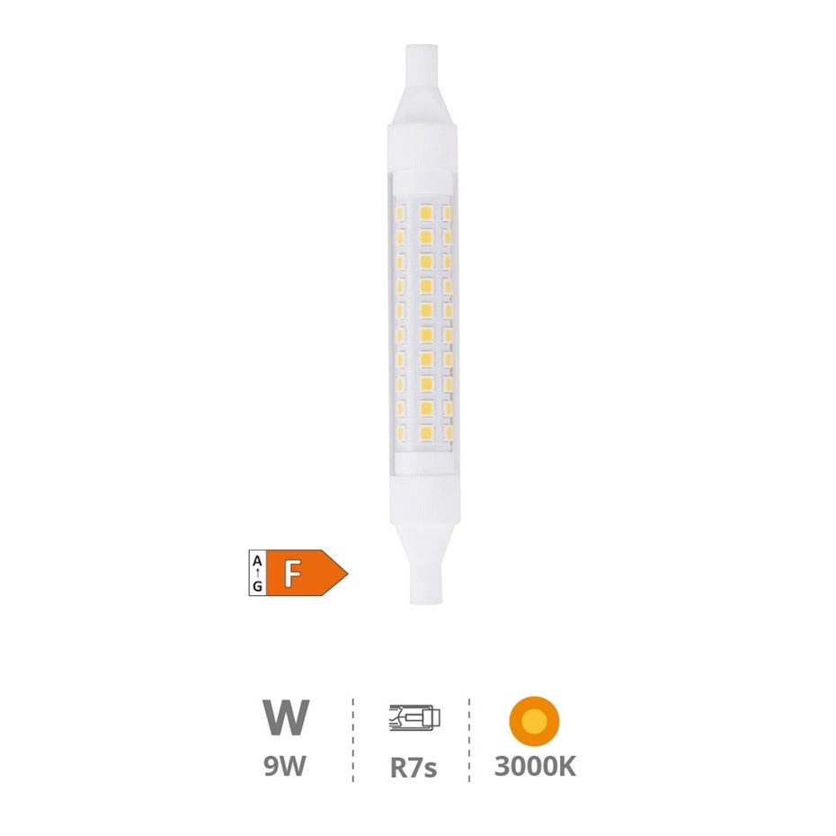 Lámpara lineal LED 118mm R7s 9W 3000K